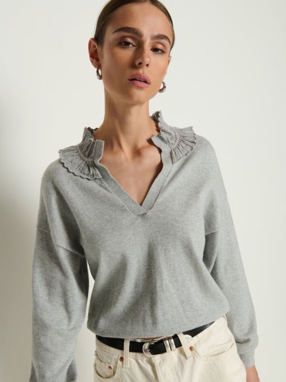 Nation LA LTD Winona Sweater Cotton Cashmere Size XS Heather Gray NWT